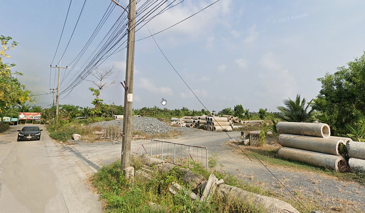 🔴💕ติดทรัพย์ 💕🔴ขายที่ดินติดแม่น้ำท่าจีน ด้านหน้าและด้านข้างติดถนน ด้านหลังติดแม่น้ำ ที่สวยมาก เป็นรูปสี่เหลี่ยม เนื้อที่ 9-0-25 ไร่ ขายยกแปลง 48 ล้าน รวมค่าโอน ต.ท่าเสา อ.กระทุ่มแบน จ.สมุทรสาคร ที่ดินติดถนน 2 ด้าน ด้านข้างติ