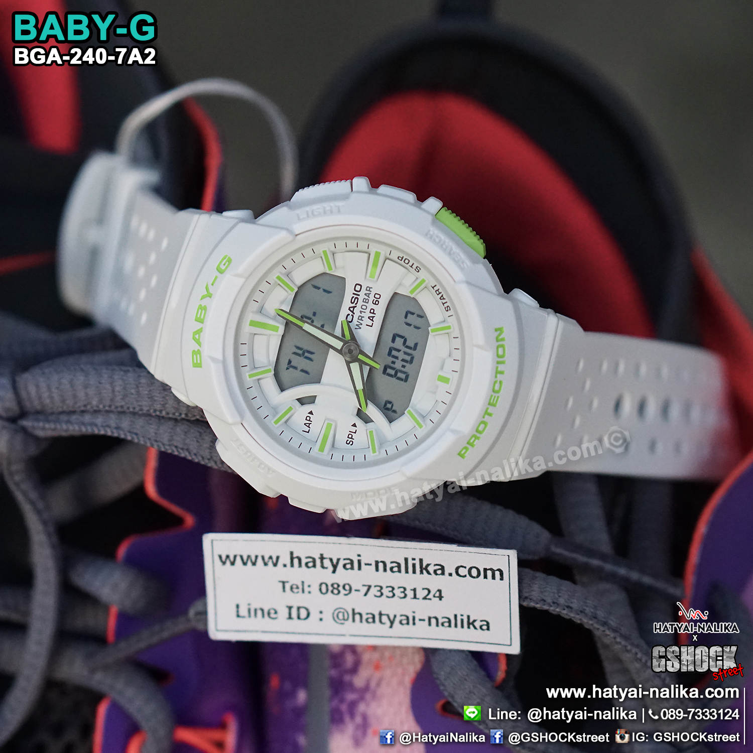 นาฬิกา Casio Baby-G for Running BGA-240 Neon Color series รุ่น BGA-240-7A2 ของแท้ รับประกัน1ปี