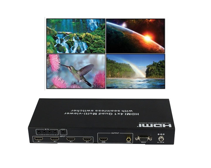 4x1 HDMI Quad Multi-Viewer switcher 1080P HDMI