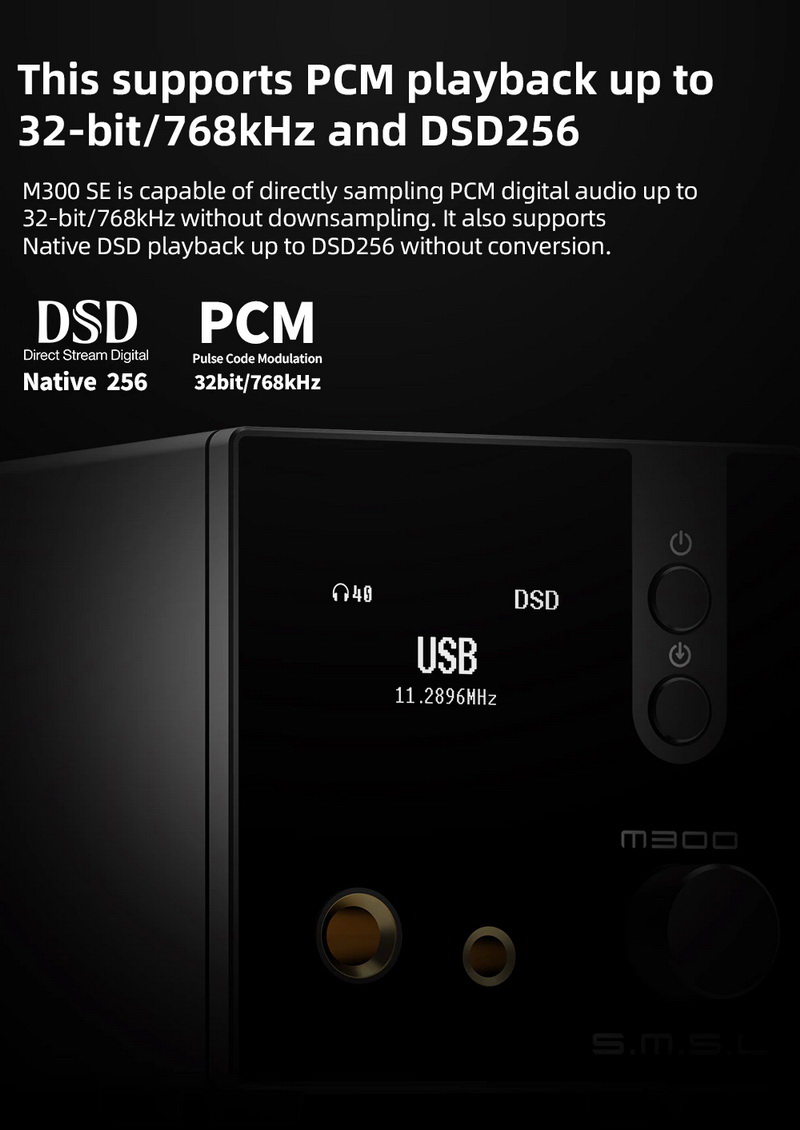 ขาย SMSL M300 SE DAC/AMP ตั้งโต๊ะ ชิป CS43131*2 รองรับ MQA, Bluetooth5.0 ประกันศูนย์ไทย
