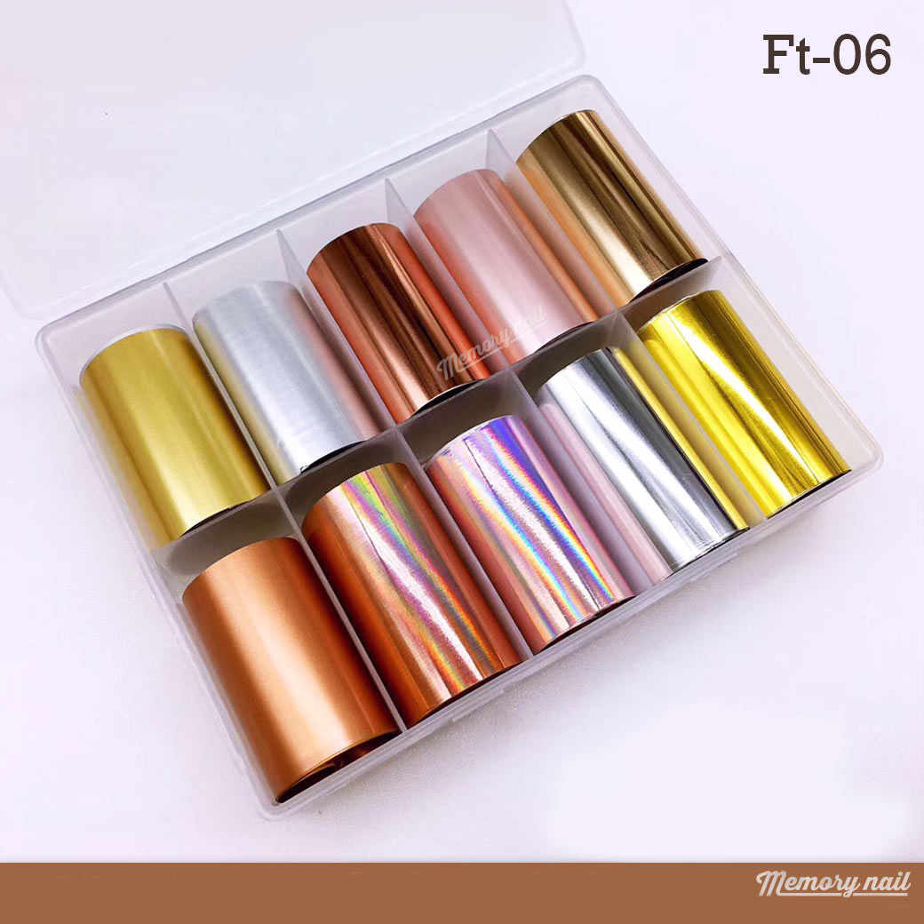 ฟอยล์ติดเล็บ คละแบบ 10 แบบ ในหนึ่งกล่อง รหัส FT-06 / อุปกรณ์ทำเล็บ