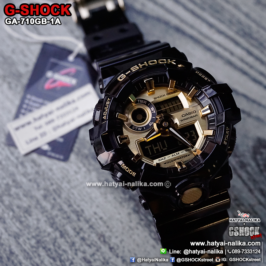 นาฬิกา คาสิโอ Casio G-Shock Standard ANALOG-DIGITAL รุ่น GA-710GB-1A (สีดำทอง) ของแท้ รับประกัน 1 ปี