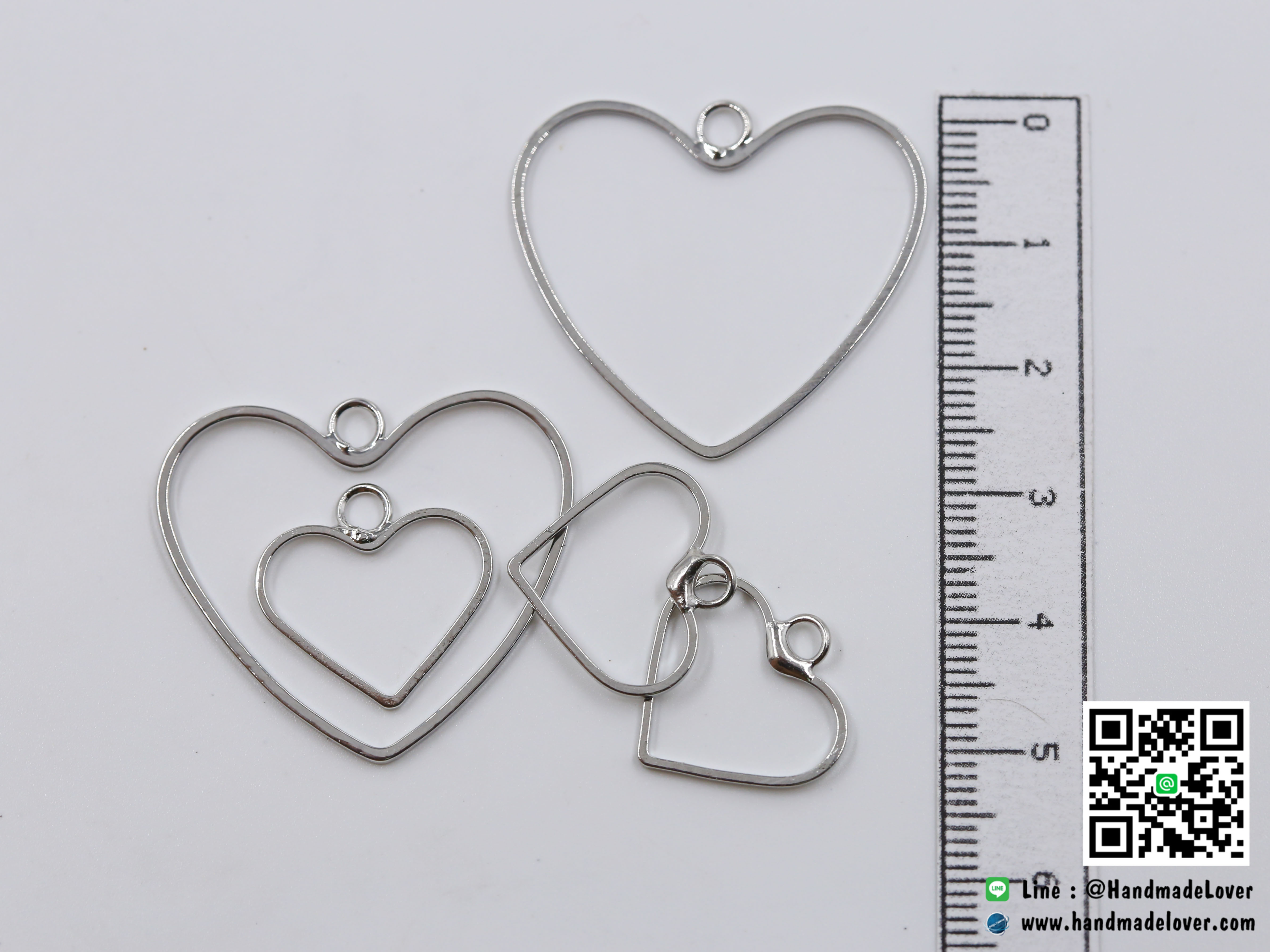 จี้โลหะ สไตล์มินิมอล ( minimal style ) รูปหัวใจ (ใหญ่) สีนิเกิล ขนาด 28*32 mm.