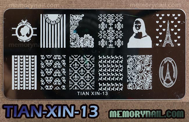 เพลทปั้มลายเล็บ รหัส TIAN-XIN ทรงสีเหลี่ยมผืนผ้า