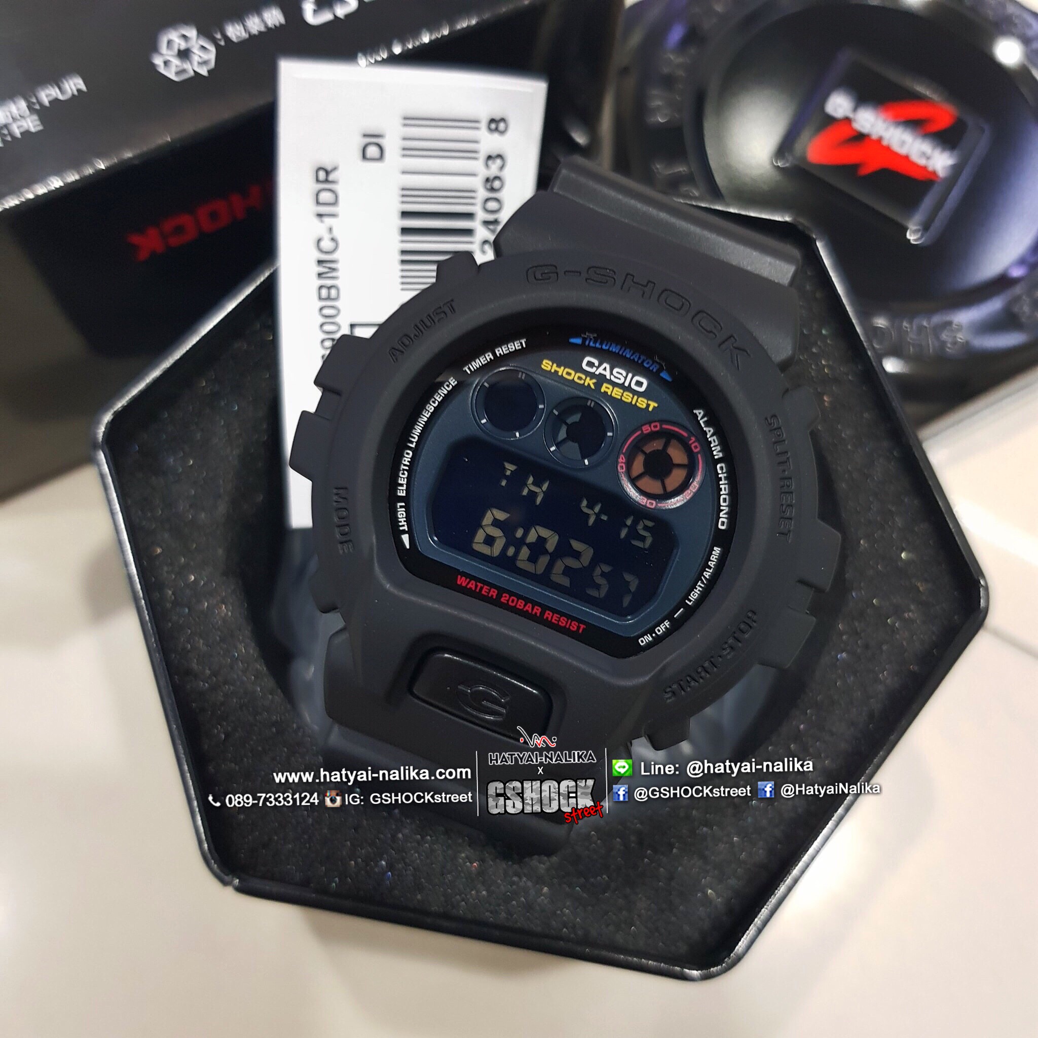 นาฬิกา Casio G-Shock Special color Basic Jet Black Multi-color series รุ่น DW-6900BMC-1 ของแท้ รับประกัน1ปี