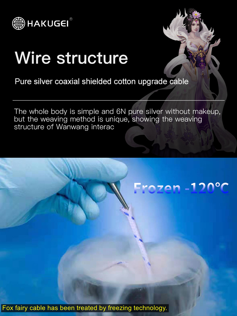 Hakugei Fox Fairy สายอัพเกรดหูฟัง 6N Pure Silver Handmade ระดับเทพ