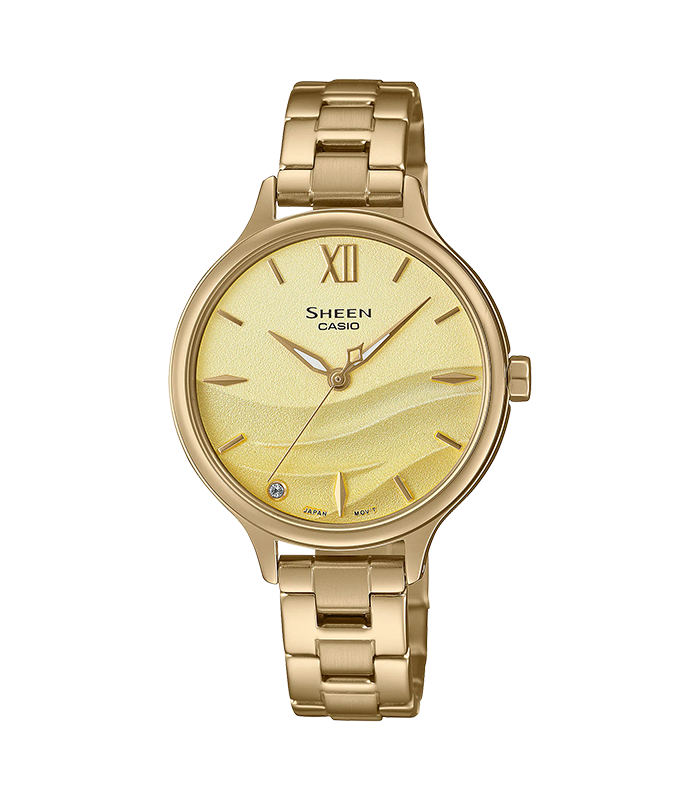 นาฬิกา คาสิโอ Casio SHEEN SAPPHIRE CRYSTAL คริสตัลแซฟไฟร์ SHE-4550 series รุ่น SHE-4550G-9A ของแท้ รับประกัน1ปี