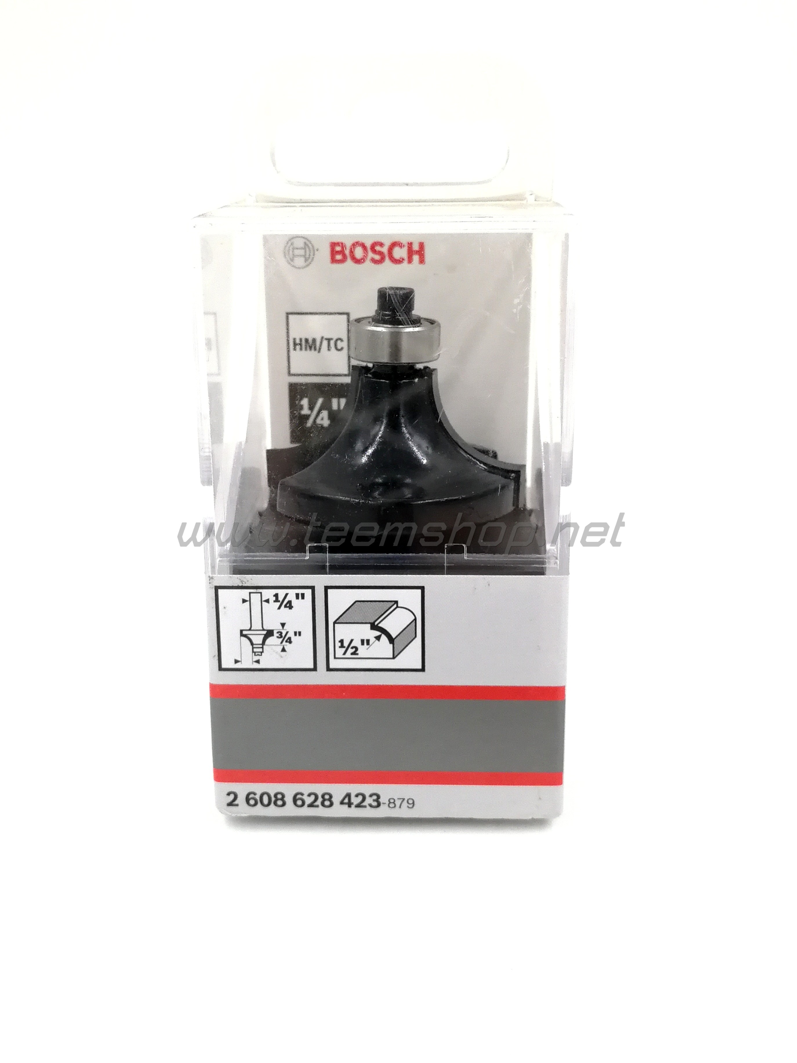2608628423 BOSCH ดอกเราเตอร์ขอบโค้ง แกน1/4" รัศมี 1/2" มีลูกปืน