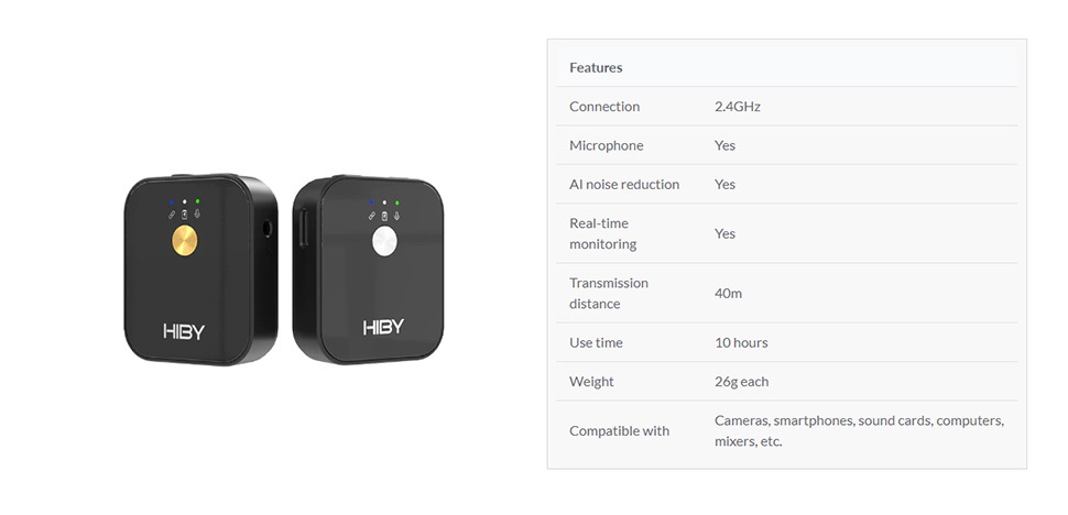 ขาย Hiby MC1 ไมโครโฟน รับ/ส่ง สัญญาณเสียงแบบไร้สาย ประกันศูนย์ไทย