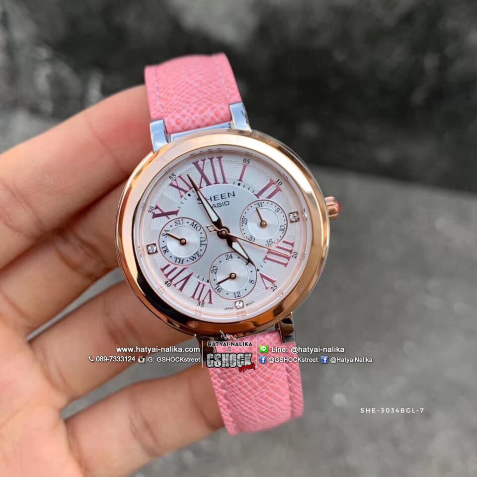 นาฬิกา คาสิโอ Casio SHEEN PINK COLOR SERIES รุ่น SHE-3034BGL-7A ของแท้ รับประกัน1ปี