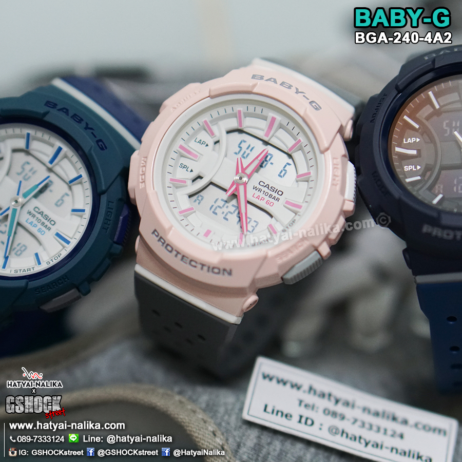 นาฬิกา Casio Baby-G for Running BGA-240 series Twotone Color Block รุ่น BGA-240-4A2 (ชมพูนม) ของแท้ รับประกัน1ปี