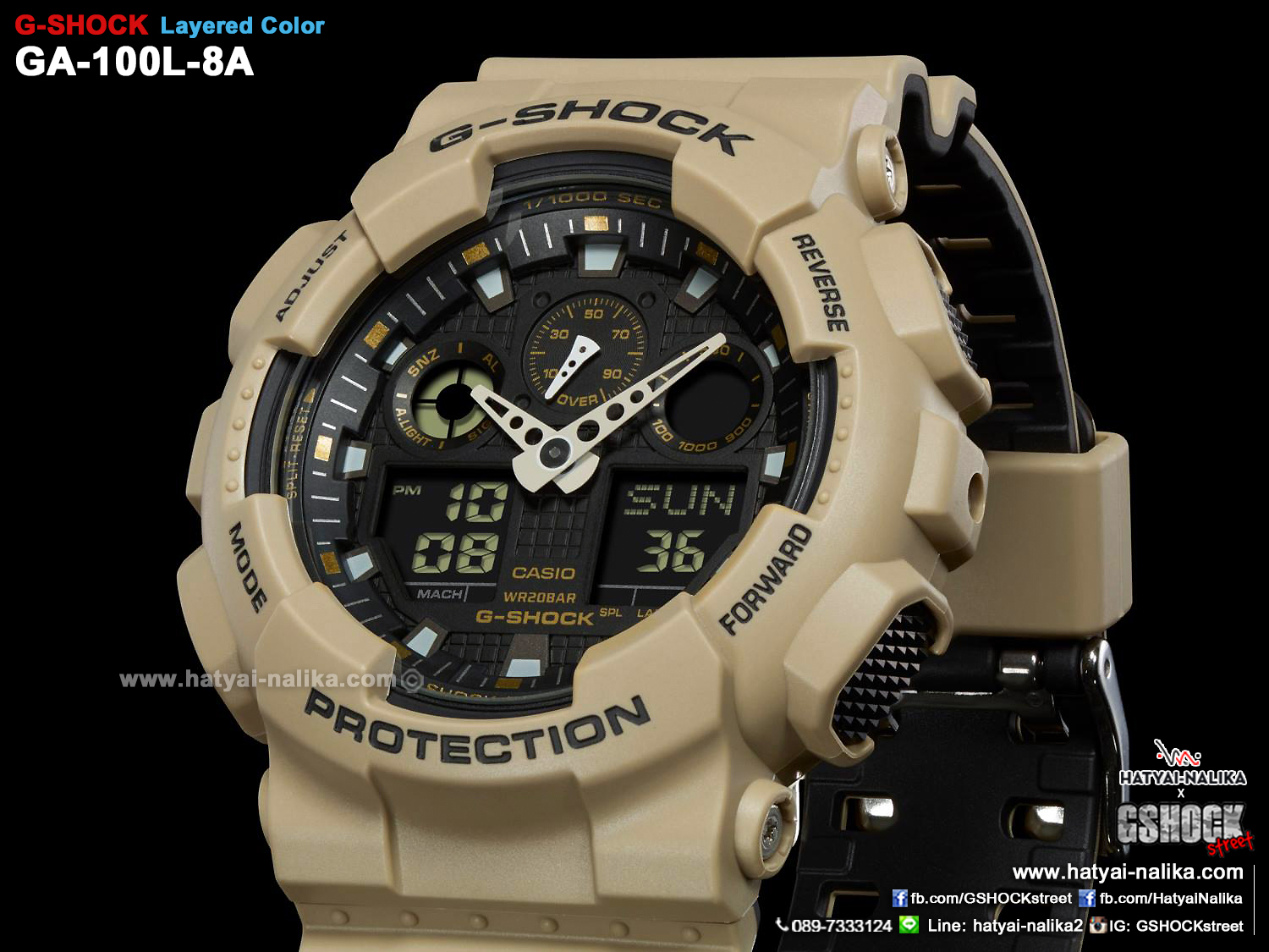 นาฬิกา Casio G-Shock Limited Layered Color series รุ่น GA-100L-8A (สีกากี) ของแท้ รับประกัน1ปี