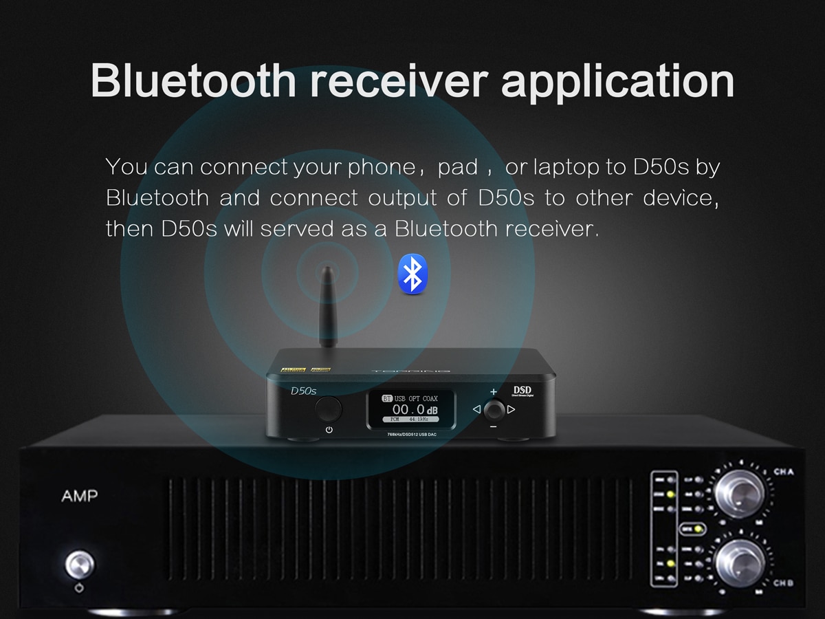ขาย TOPPING D50s DAC ตั้งโต้ะระดับ Hi-Res รองรับ Bluetooth 5.0 , 32Bit/768kHz , DSD512 , LDAC