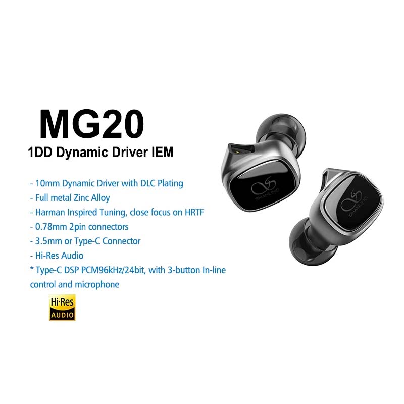 [PreOrder] Shanling MG20 หูฟัง IEMs ไดรเวอร์ Dynamic 10 มม. บอดี้โลหะผสม รองรับ Hi-Res ประกันศูนย์ไทย