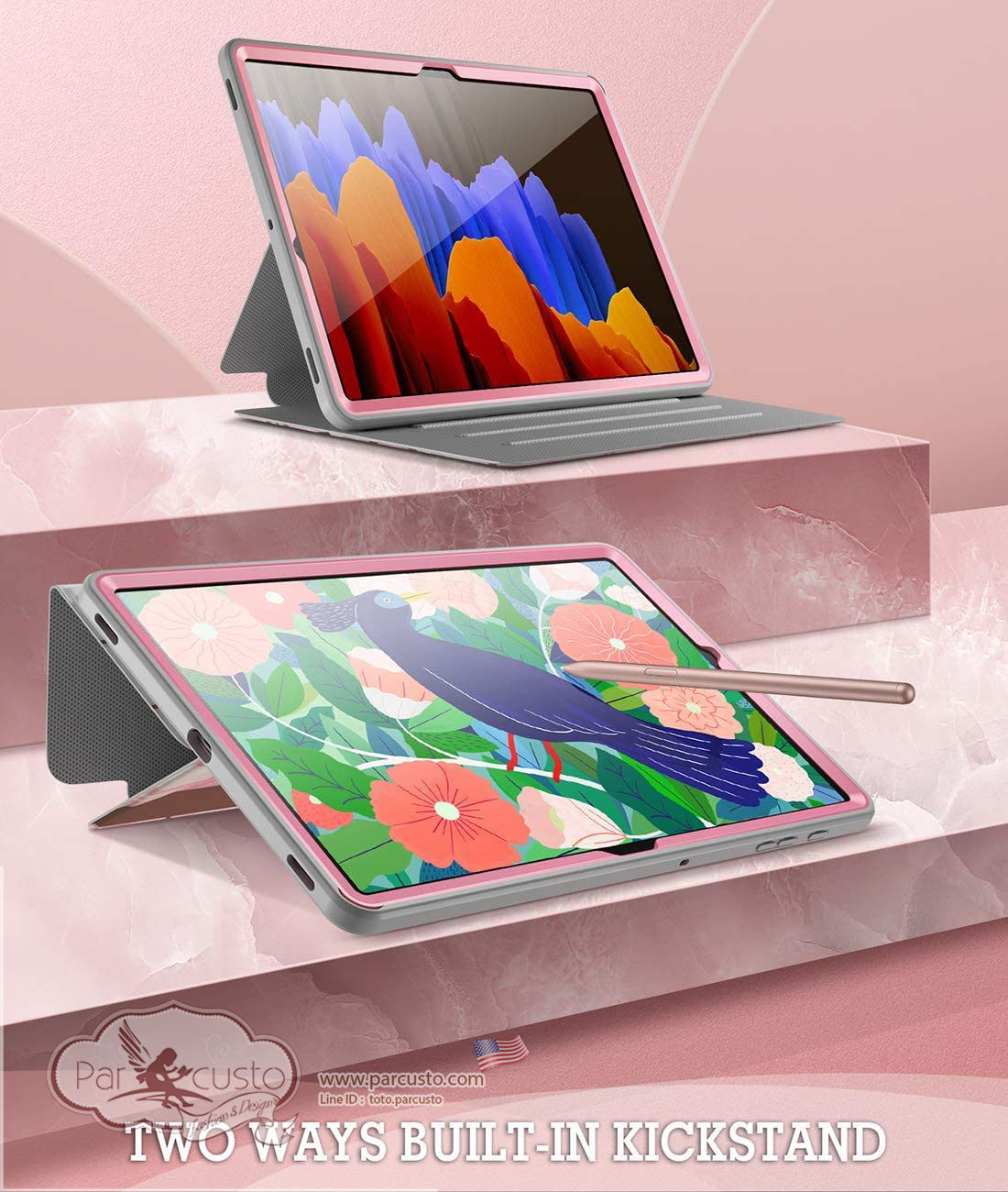 เคส Samsung Galaxy Tab S7 Plus 12.4 inch 2020 [Popshine Marble Series] จาก Poetic [Pre-order USA]