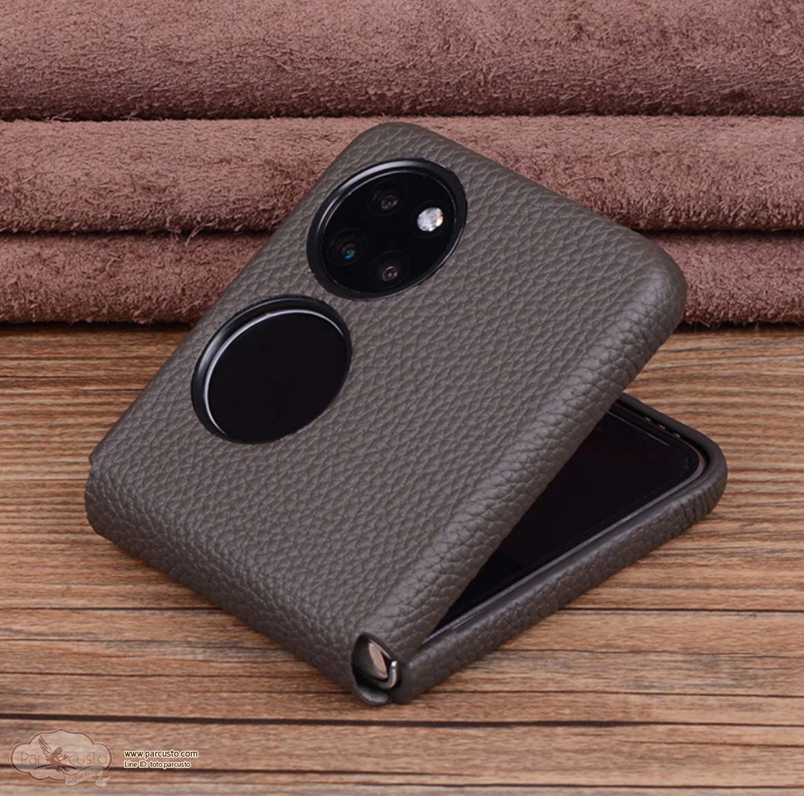 เคสหนังแท้ Huawei P50 Pocket จาก Jinhao [Pre-order]