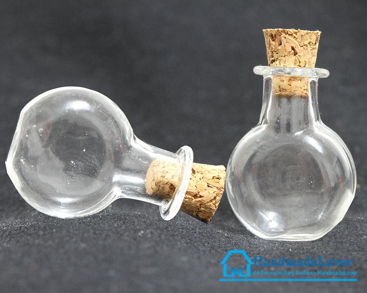 ขวดแก้วจิ๋ว ขนาด 25 x 20 มม. (1.8 ml) (ฝาจุกไม้ก๊อก) [มีราคาส่ง]