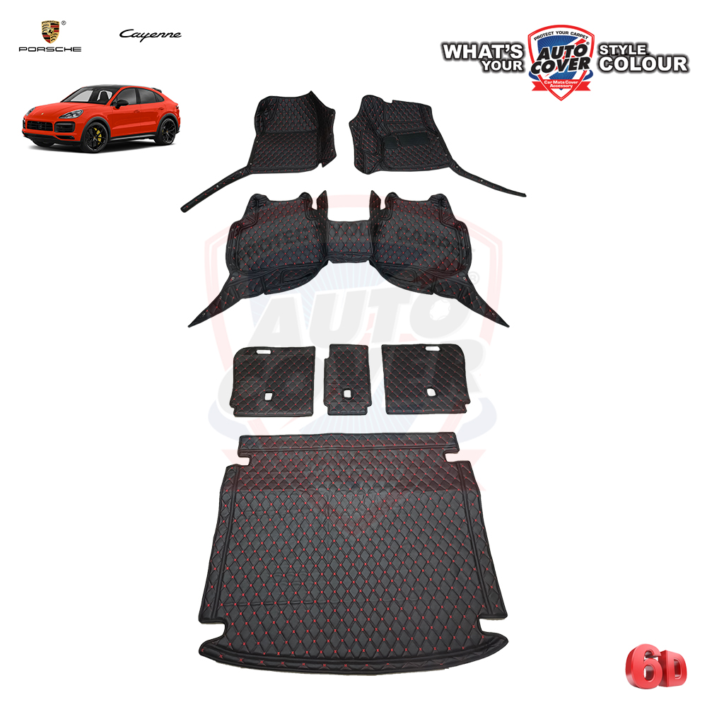 พรมปูพื้นรถยนต์ 6D รถ PORSCHE CAYENNE COUPE ชุดภายในห้องโดยสาร+หลังเบาะ+แผ่นท้าย จำนวน 7 ชิ้น