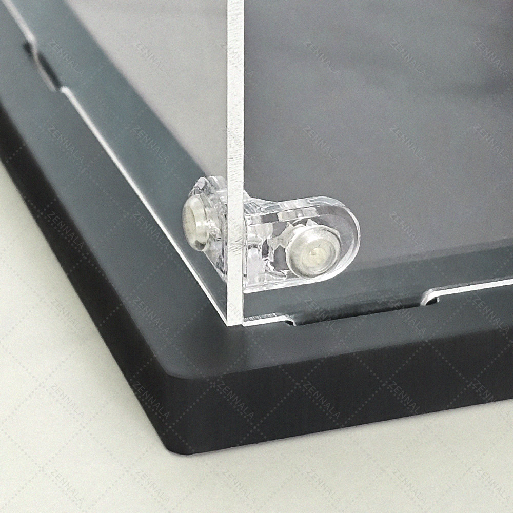 กล่องโชว์โมเดล อะคริลิคใส ฐานสีดำ แบบฝาครอบ มีให้เลือก 10 ขนาด