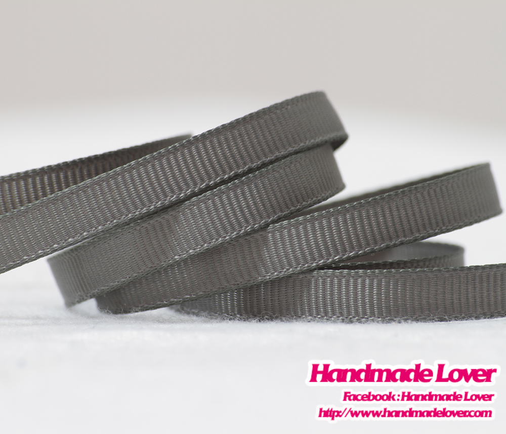 ริบบิ้นผ้า กรอสเกรน สีเทาอ่อน ขนาด กว้าง 6 mm.