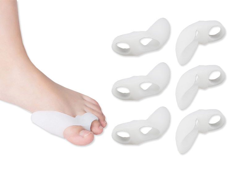 ซิลิโคนคั่นนิ้วเท้าแบบสวม (นิ้วโป้ง/นิ้วชี้/กลาง) 2รู ลดการเสียดสีในการเดิน (x3คู่)