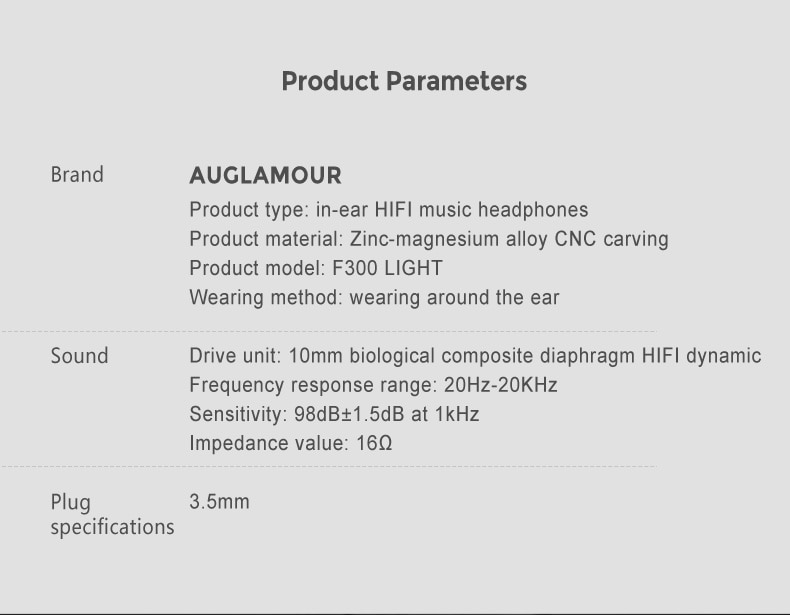 ขาย Auglamour F300 Light หูฟัง Dynamic พร้อมไมค์ สายทองแดง single crystal ชุบเงิน