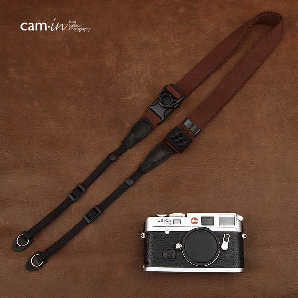 สายคล้องกล้องเส้นเล็กปรับสายสั้นยาวได้ Cam-in รุ่น Ninja สีน้ำตาล 25 mm