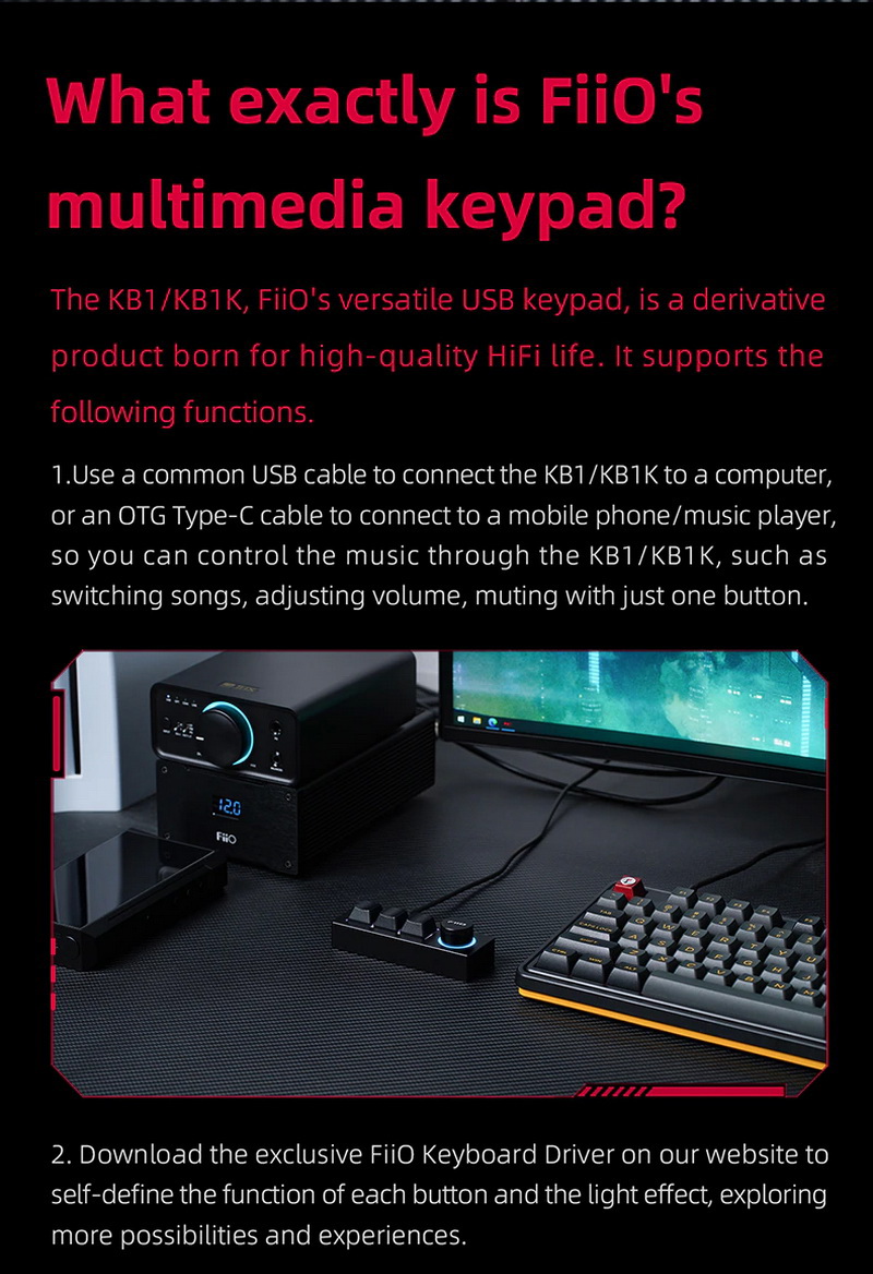 FiiO KB1K คีย์บอร์ด Mechanical สำหรับเครื่องเสียง ตั้งมาโครได้ ประกันศูนย์ไทย