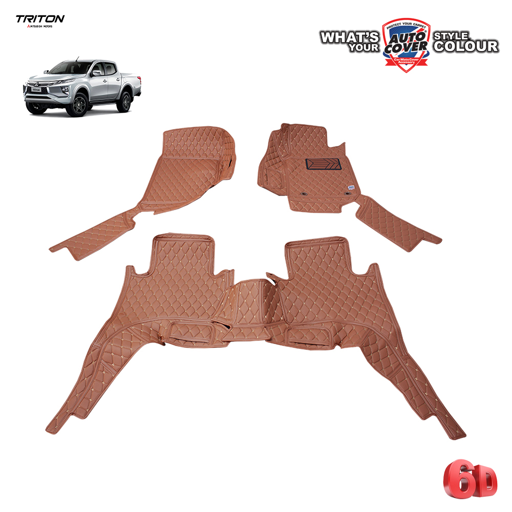 พรมรถยนต์ 6D รถ MITSUBISHI ALL NEW TRITON 4 DOOR ปี 2019-2022 ชุดภายในห้องโดยสาร จำนวน 3 ชิ้น
