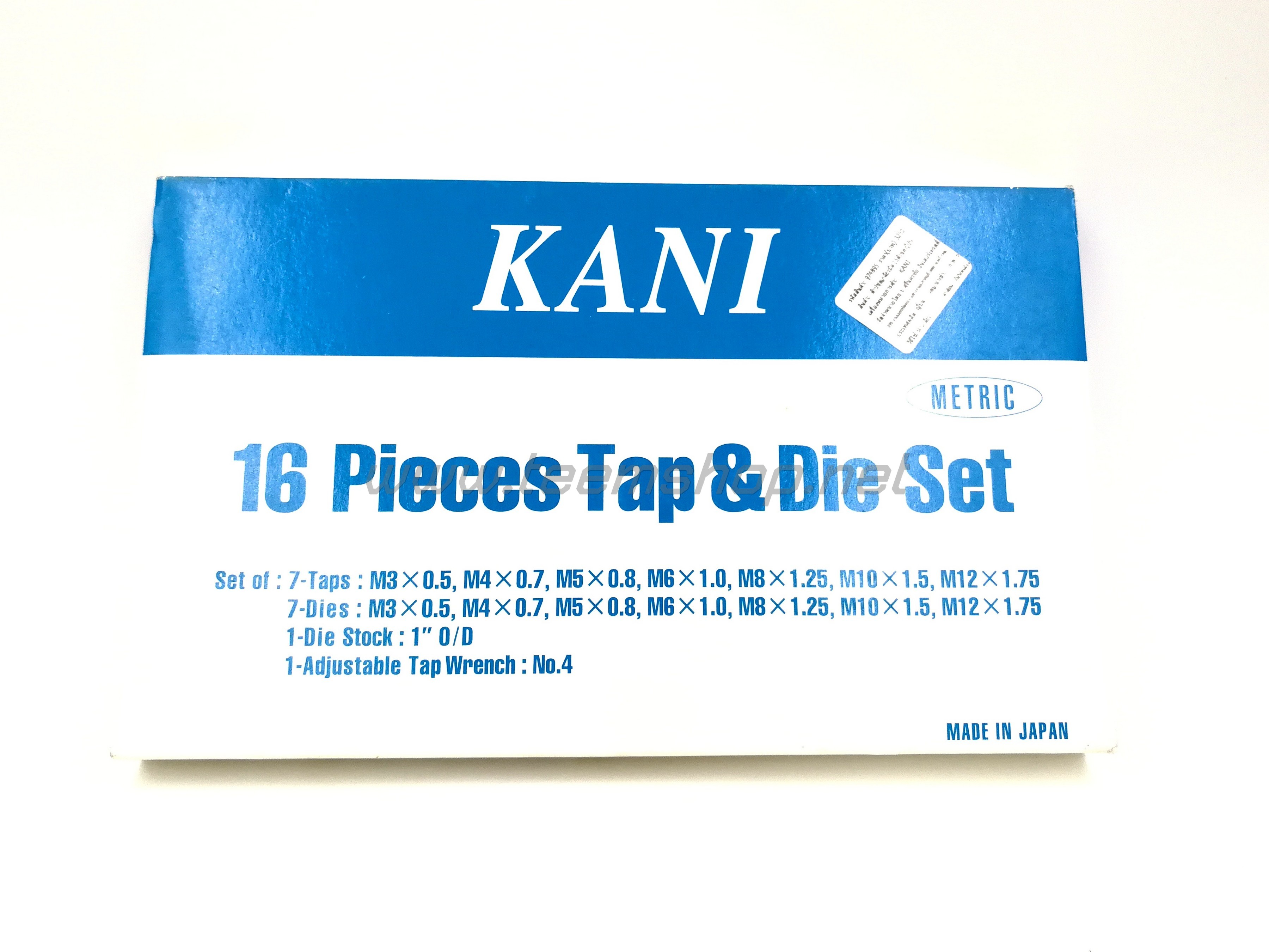 KANI ต๊าปเกลียวชุด มิล 16ตัวชุด M3-M12 Made in Japan
