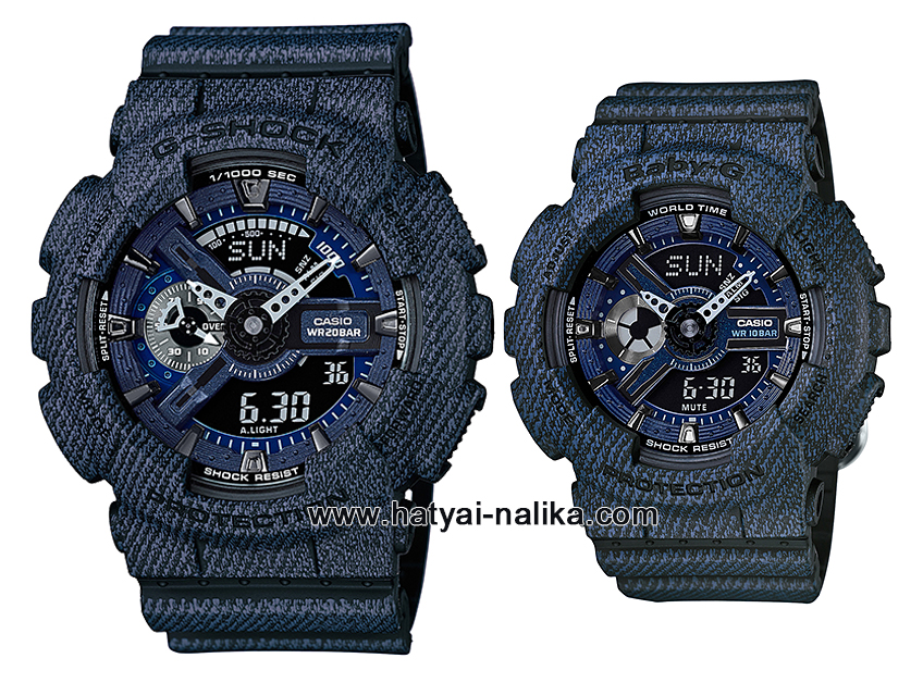 นาฬิกา คาสิโอ Casio G-Shock x Baby-G ลายยีนส์ เซ็ตคู่รัก Denim Color รุ่น GA-110DC-1A x BA-110DC-2A1 Pair set ของแท้ รับประกัน 1 ปี