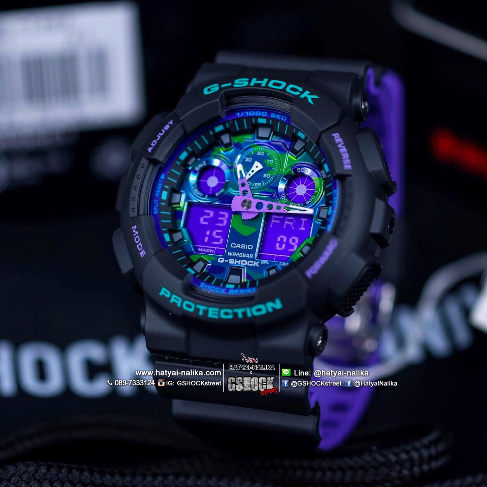นาฬิกา Casio G-Shock โจ๊กเกอร์ Special color Black & Light Colors series รุ่น GA-100BL-1A ของแท้ รับประกัน1ปี