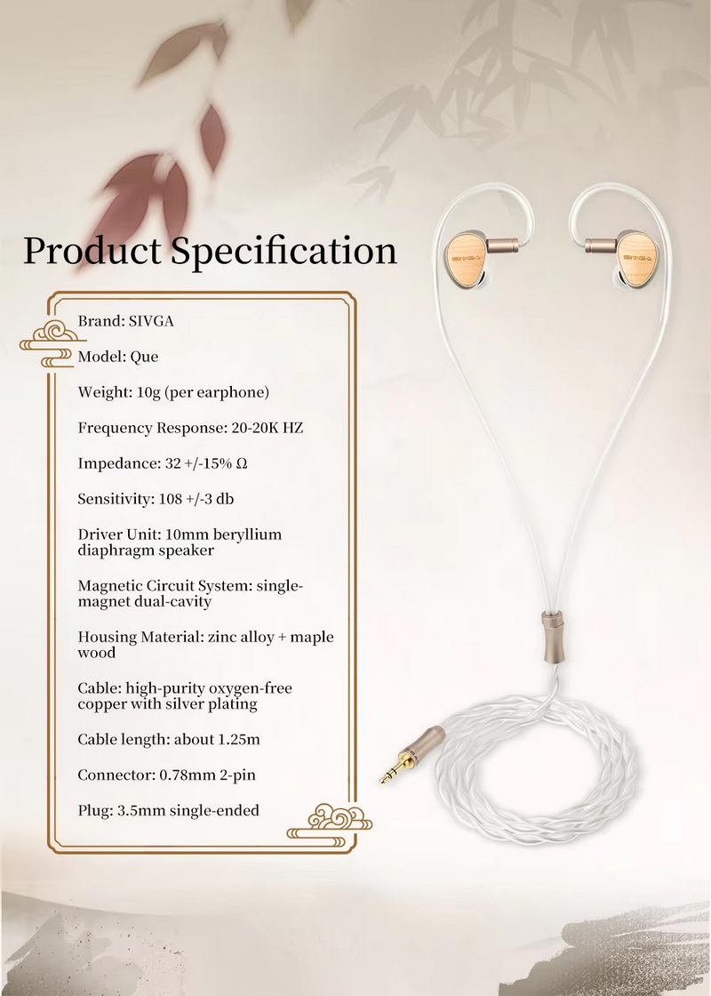 SIVGA Que หูฟัง IEMs ไดรเวอร์ไดนามิก ไดอะแฟรมชุบเบริลเลียม เบสหนักแน่นสมจริง ประกันศูนย์ไทย