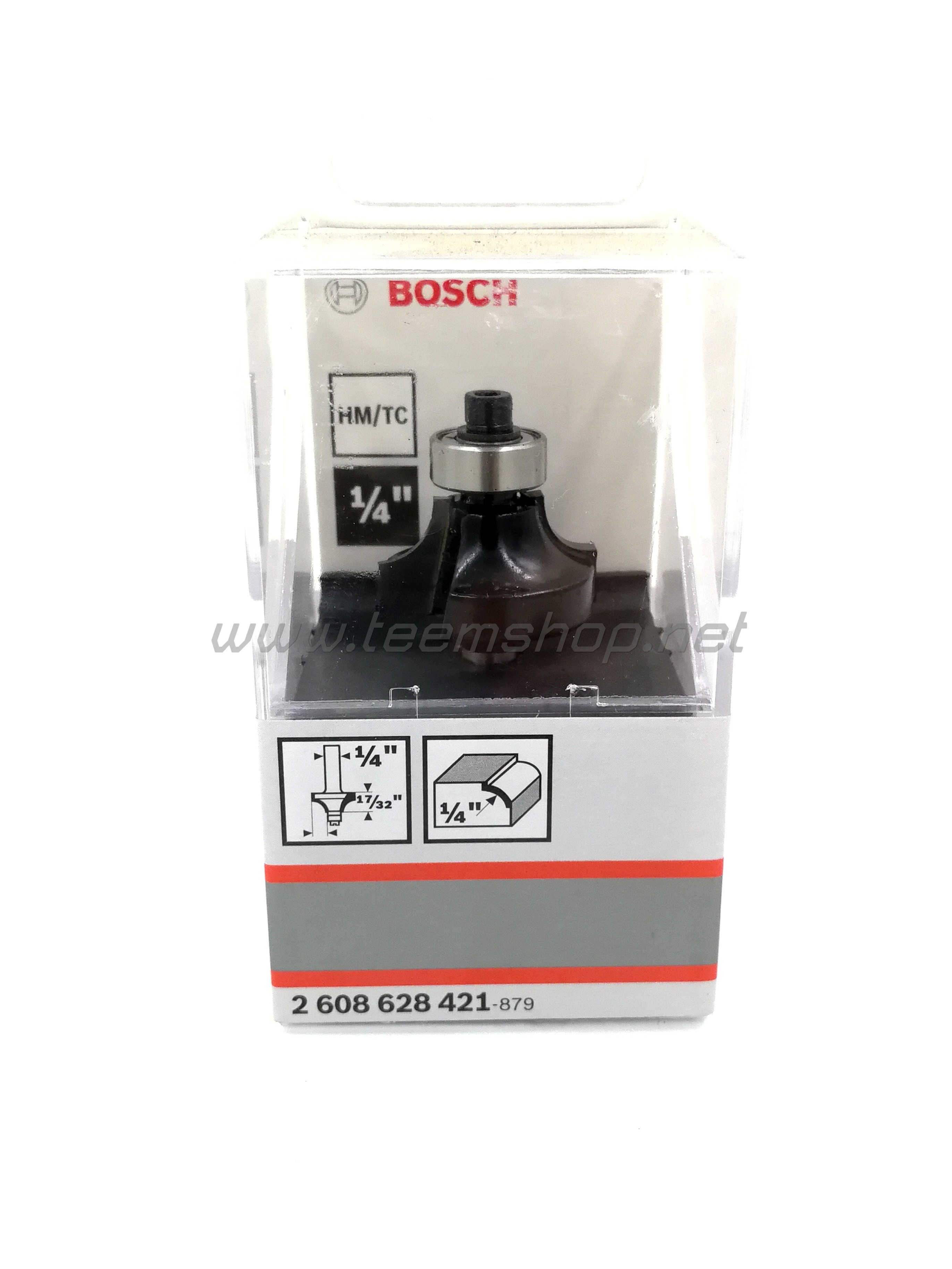 2608628421 BOSCH ดอกเราเตอร์ขอบโค้ง แกน1/4" รัศมี 1/4" มีลูกปืน
