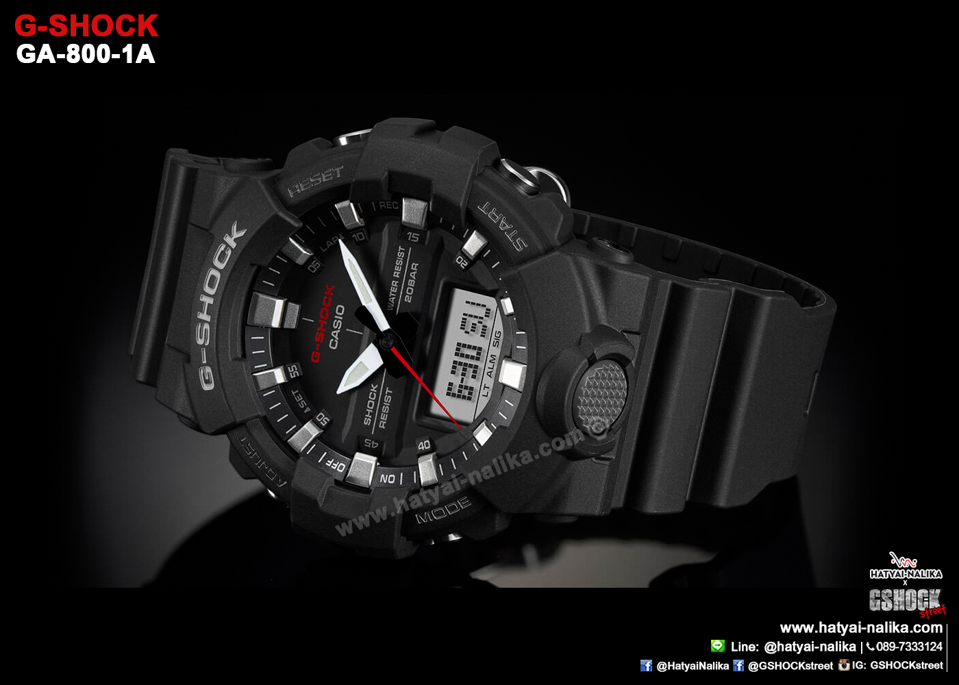 นาฬิกา Casio G-Shock ANALOG-DIGITAL GA-800 series รุ่น GA-800-1A ของแท้ รับประกัน1ปี
