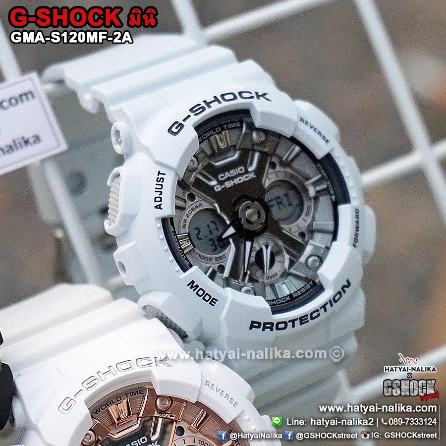 นาฬิกา คาสิโอ Casio G-Shock มินิ S-Series Metal Face series รุ่น GMA-S120MF-2A สีเทาควันบุหรี่(เทาอมฟ้า) ของแท้ รับประกัน1ปี