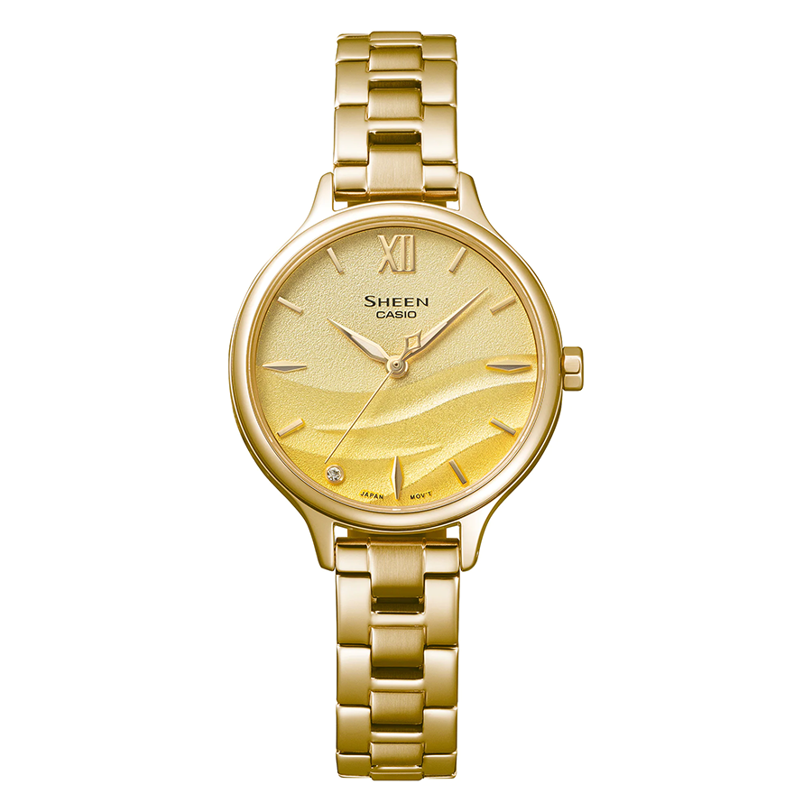 นาฬิกา คาสิโอ Casio SHEEN SAPPHIRE CRYSTAL คริสตัลแซฟไฟร์ SHE-4550 series รุ่น SHE-4550G-9A ของแท้ รับประกัน1ปี