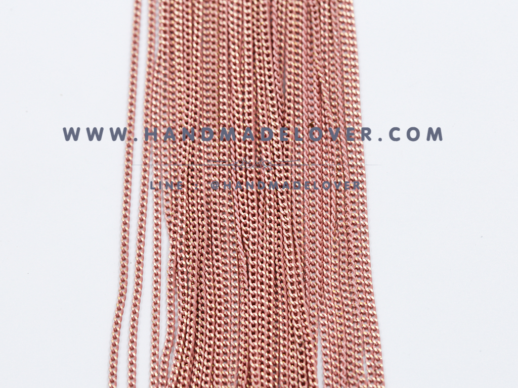 โซ่ โลหะสีชมพู กัดลาย ขนาด 1.5 มิล