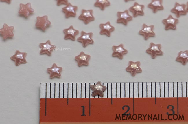มุกติดเล็บ รูปดาว สีชมพู 4 มิล 50 ชิ้น
