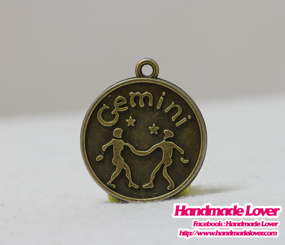 จี้โลหะ ราศีเมถุน (Gemini) สีทองรมดำ
