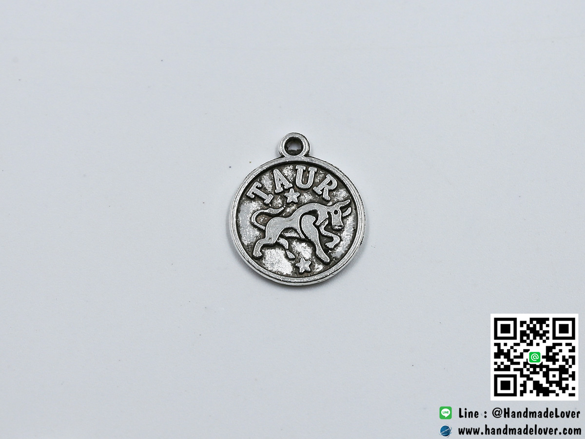 จี้โลหะ สีนิเกิล ราศีพฤษภ (Taurus Zodiac) [เล็ก]