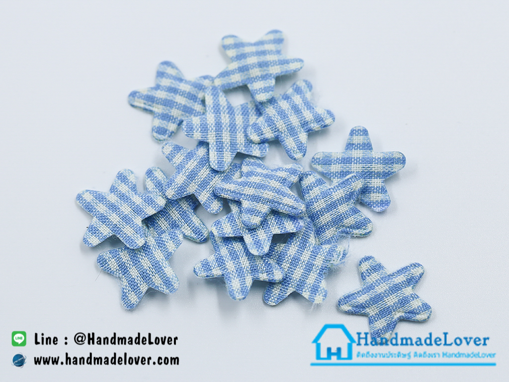 ดาวตกแต่งสีฟ้า ลายสก๊อต [แพ็ค 20 ชิ้น]
