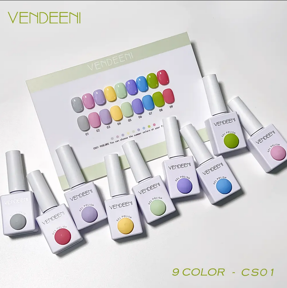 ชุดสีเจล CS01 (ชุด9สี) Vendeeni สีเจลทาเล็บ สีขนม