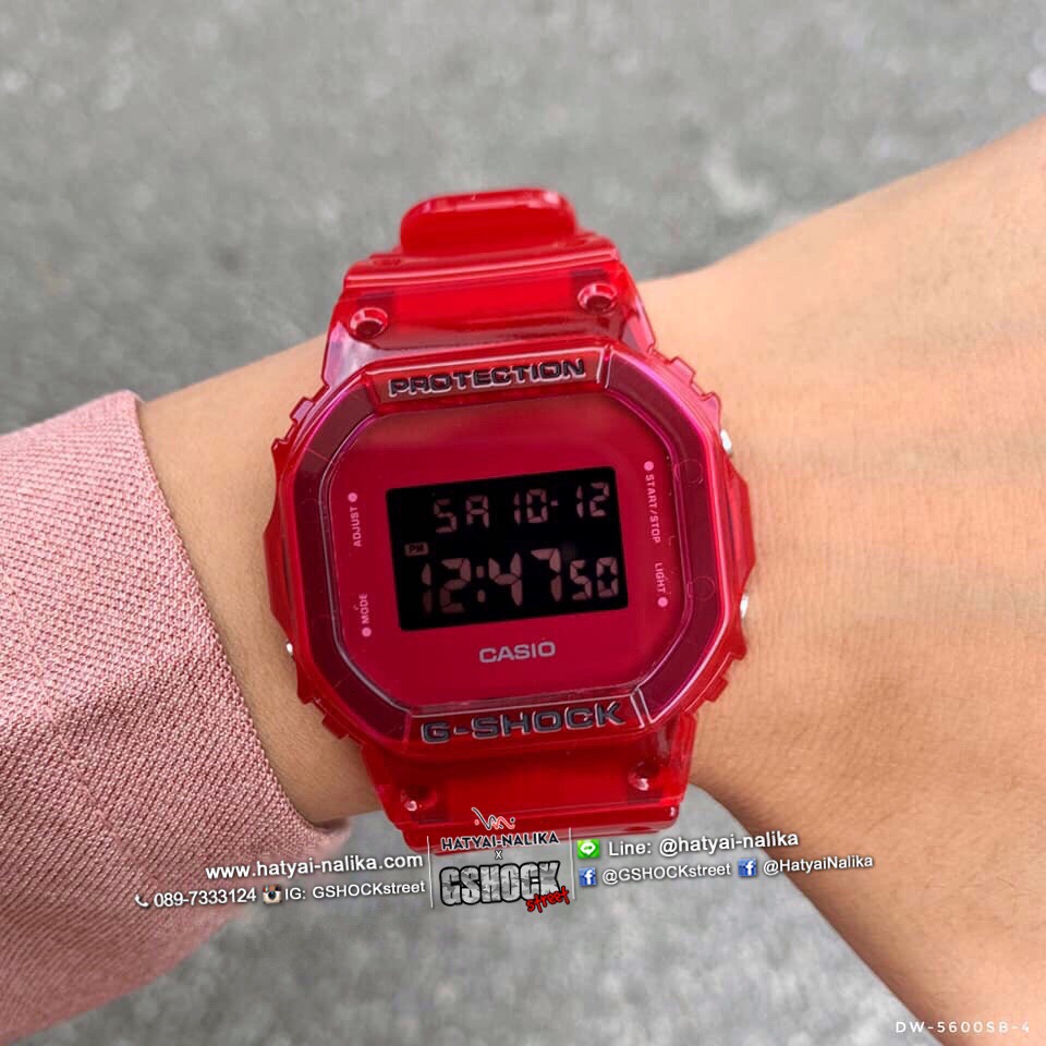 นาฬิกา Casio G-Shock Special color DW-5600SB COLOR SKELETON series รุ่น DW-5600SB-4 “แดงทับทิม” ของแท้ รับประกัน1ปี