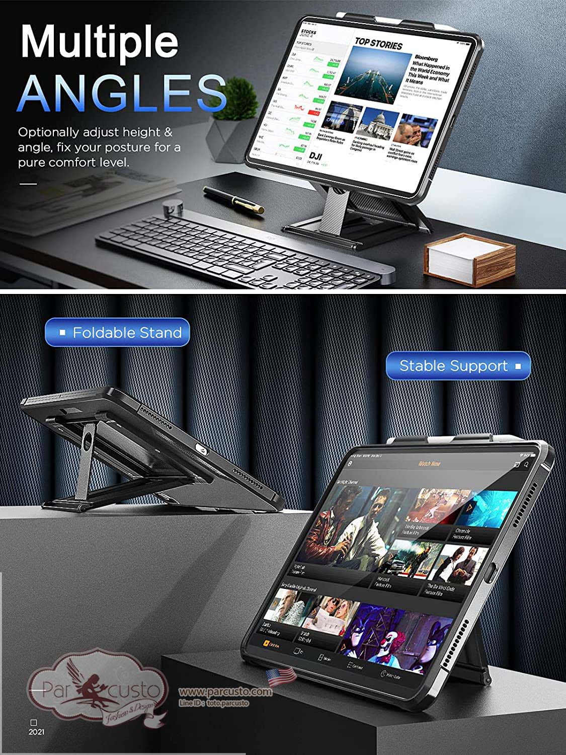 เคสกันกระแทก iPad Air 4th/5th Generation 10.9 Inch 2020/2022 [Multi-Angle] จาก MoKo [Pre-order USA]