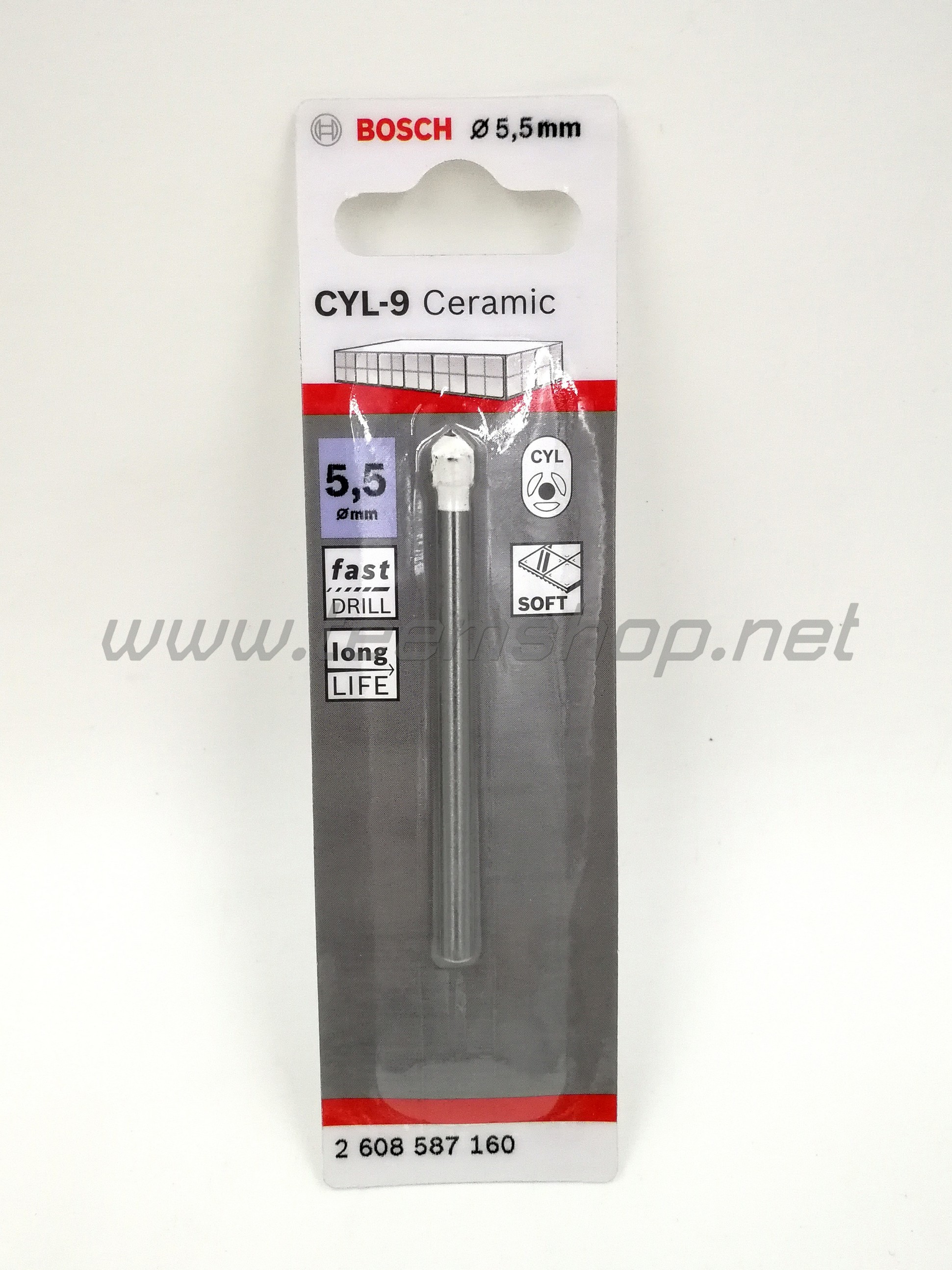 2608587160 BOSCH ดอกเจาะกระเบื้อง 5.5x75 mm. CYL-9