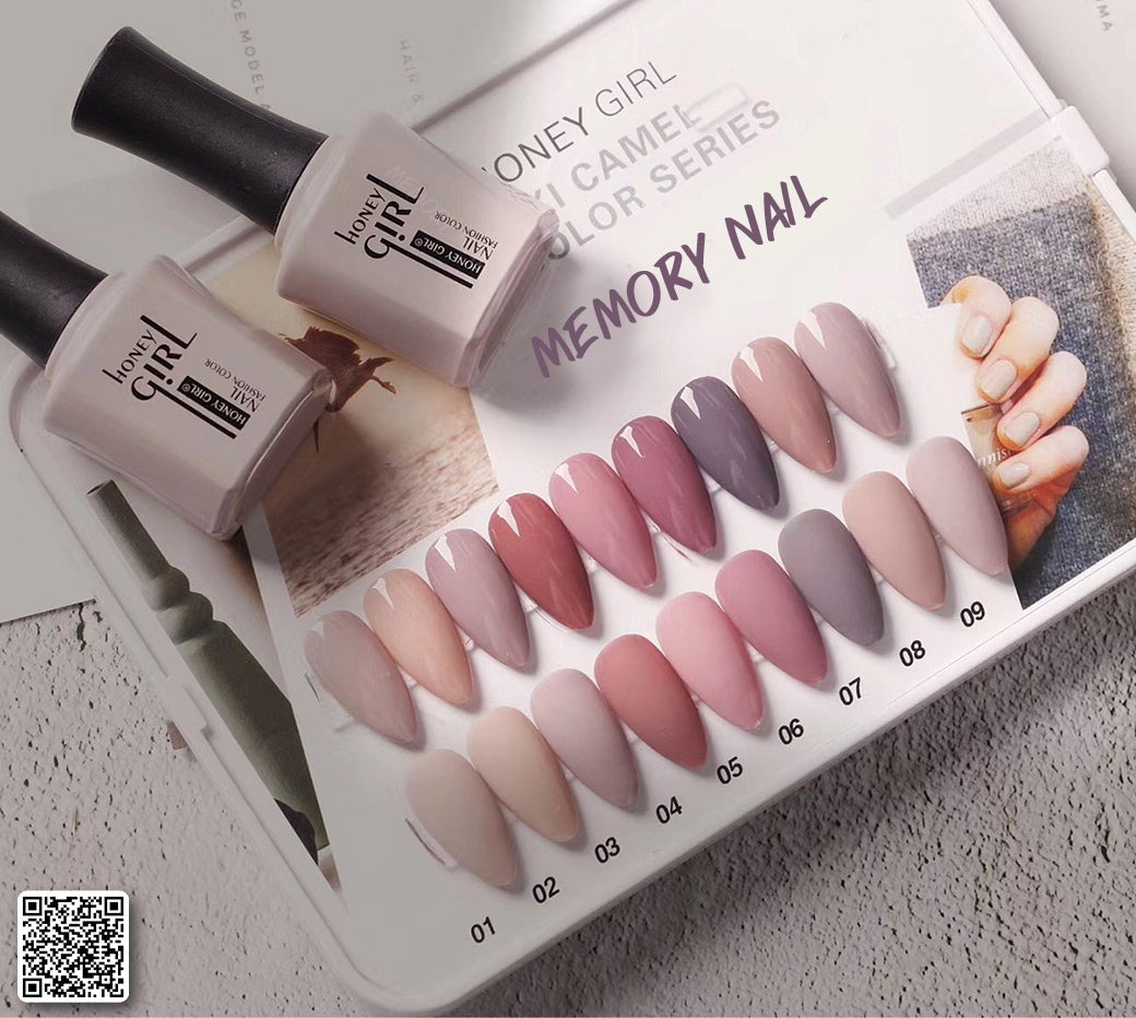 สีเจล สีโทนนูดน้ำตาล Honey Girl ชุด 9สี ขวดใหญ่ขนาด 15 ml สีเจลทาเล็บ Khaki Camel