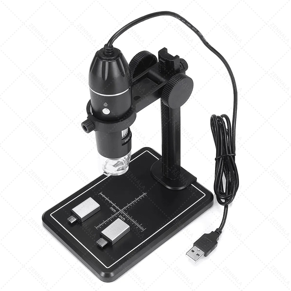 กล้องจุลทรรศน์ USB/micro/typeC 1600X mobile-PC แบบขาตั้ง + ฐานวางวัตถุ รุ่น DG02