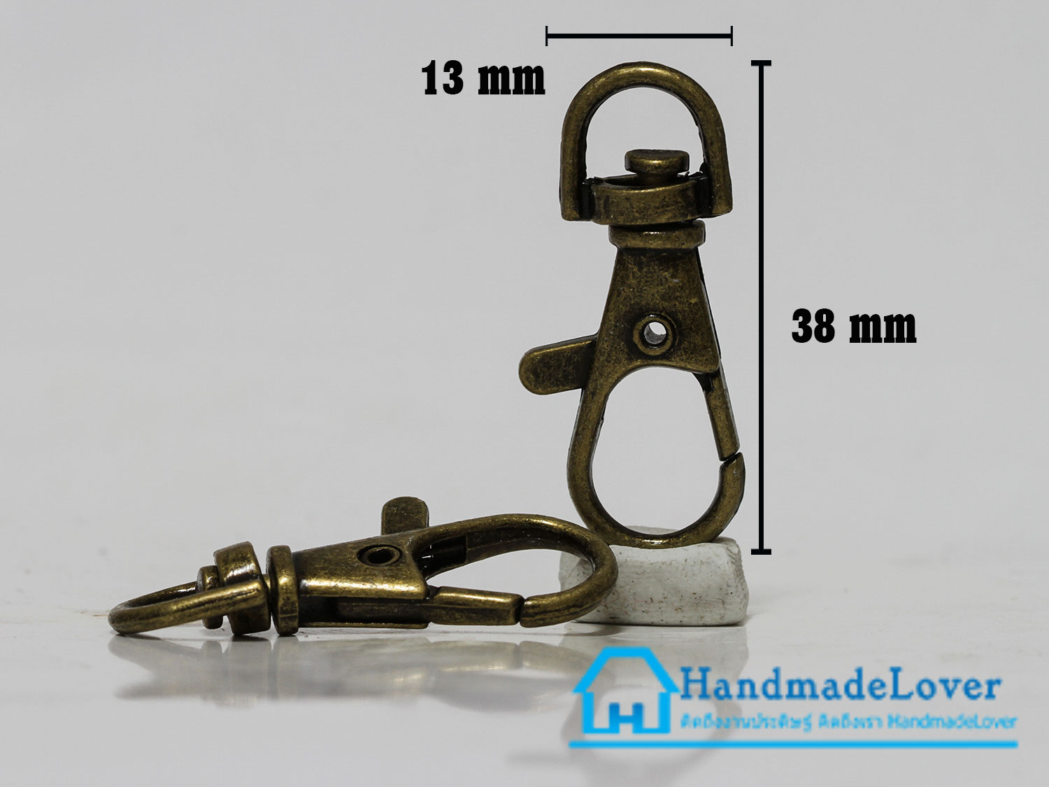 ตะขอก้ามปู สีทองรมดำ ขนาด 13 x 38 mm.