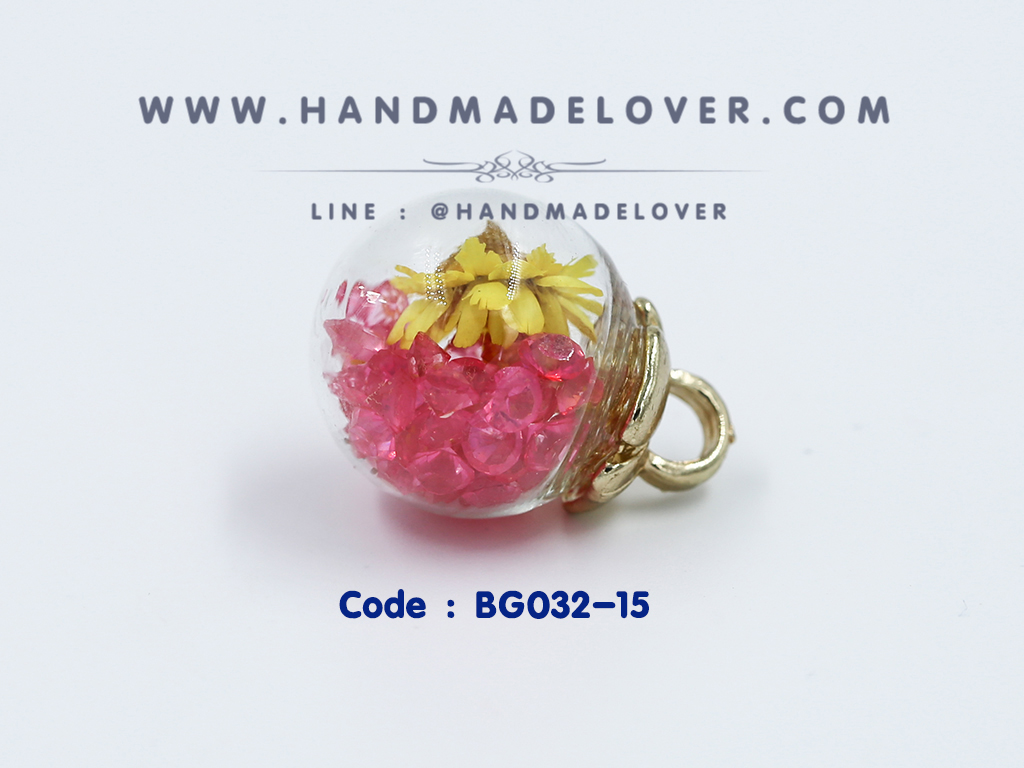 ลูกแก้วเรซิ่นจิ๋ว ใส แบบมีดอกไม้ตกแต่งด้านใน